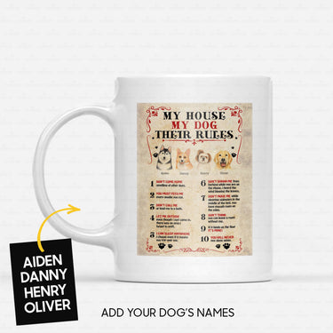 Custom Dog Mug - Personalized My House My Dog Their Rules Gift For Dad - White Mug
